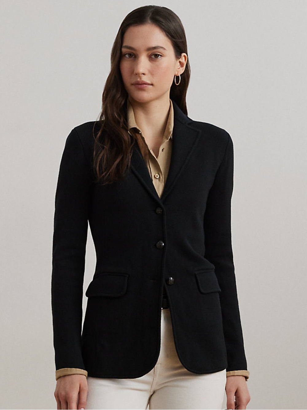 Lauren Ralph Lauren Black Combed Cotton Blazer